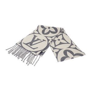 Louis Vuitton LV Medallion M92857 Scarf Wool Grey Gri-cles Le Men Ladies Unisex